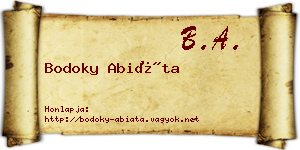 Bodoky Abiáta névjegykártya